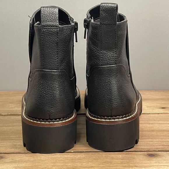 Nordstrom Women's Miller 2 Water Resistant Boots Size 7.5 Black Leather Lug Sole - Picture 8 of 16